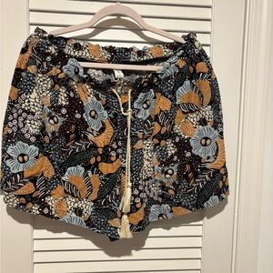 Joie High Waist Floral Women's Shorts - Black, Blue, Orange - linen